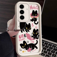 Creative Kawaii Cute Cat Lovely Naughty Phone Case For Samsung A 14 15 S 21 22 23 24 25 35 52 53 54 5G Plus Y2K Sweet Love Cover