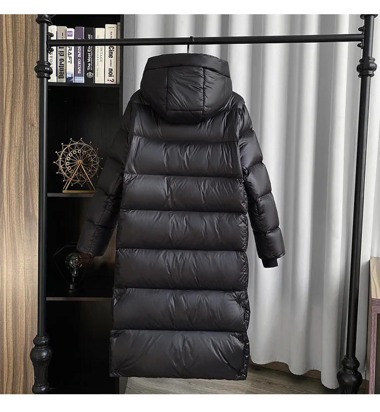 New outerwear Unisex High quality warm korean clothing Padded knee-length goose down feather coats Women\'s winter down jacket