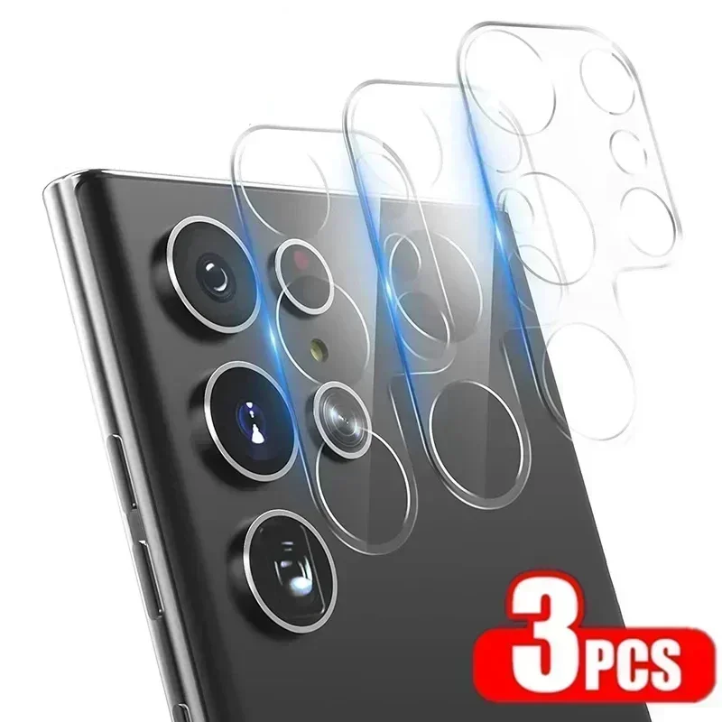 풀 커버 카메라 유리, 삼성에 적합한 갤럭시 S23 S22 S21 울트라 S23 S22 S21 플러스 렌즈 스크린 보호대 필름 투명 유리, 3 개