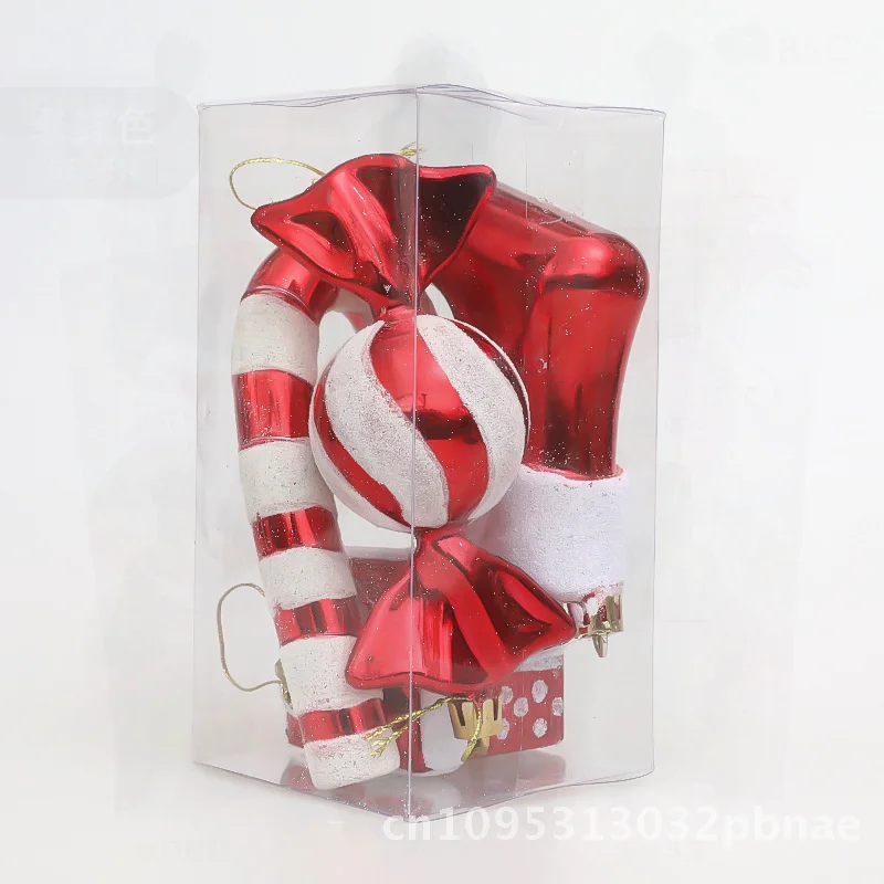 Christmas Candy Crutch Gift Box Boots Four-Piece Set Pendant Christmas Tree Decoration Props Cross-Border Wholesale