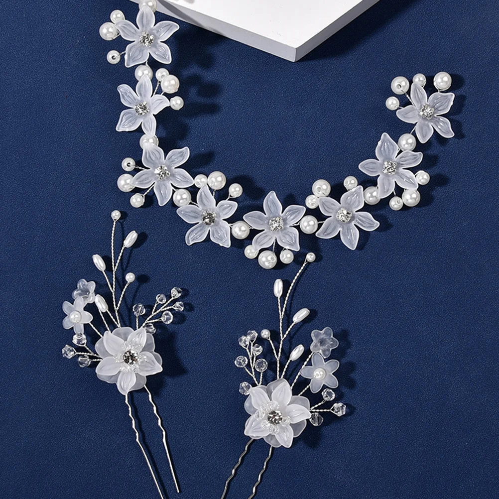 

1Set Bridal Pearl Flower Headband Wedding Banquet Hair Accessory Party for Women Flower Headband Bridal Hairpins