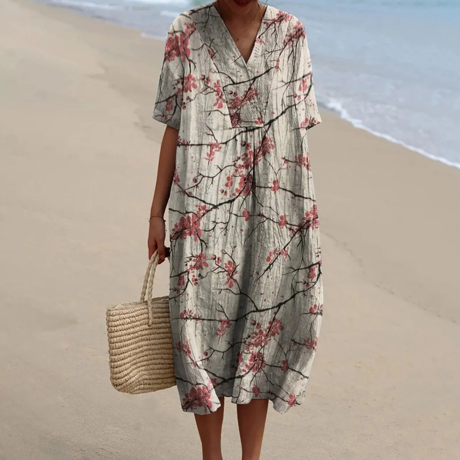 Plus Size Damskie koszule z długim rękawem Sukienka New Leaf 3d Printed Shirt Dress Eleganckie koszule rekreacyjne z kołnierzykiem z klapami Letnie kamizelki