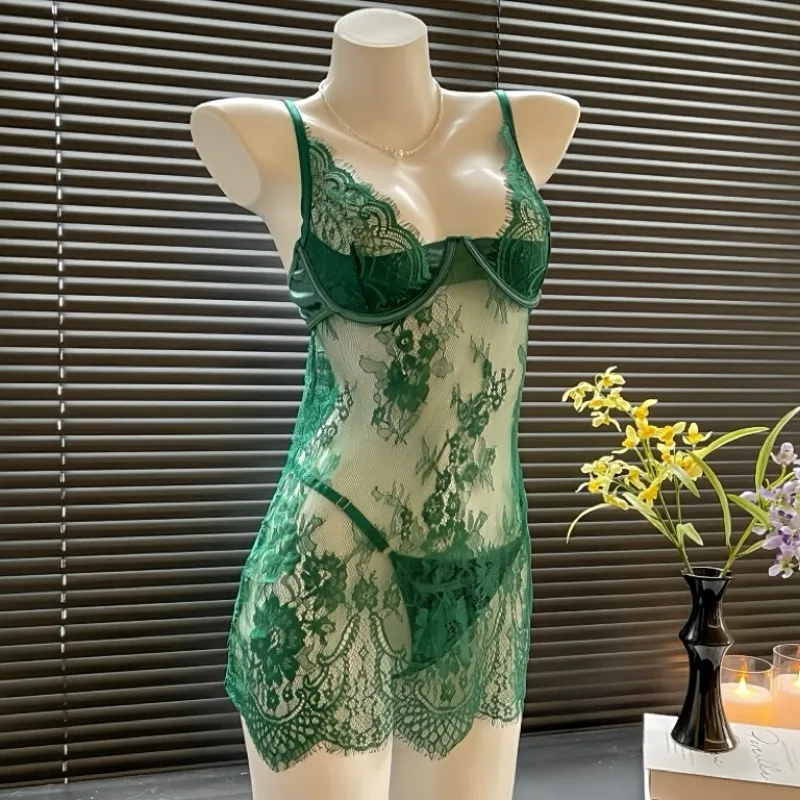Sexy Underwear   2026 Spring/Summer Sexy Lace Strapless Dress  Gathered Shaping Nightwear  Night Dress Women Summer Dress