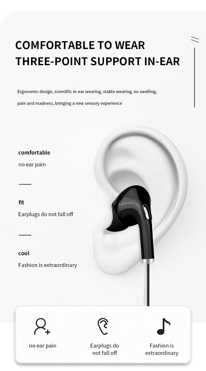 Universal In-Ear-Kopfhörer mit Kabel, hochwertiges Headset, 3,5-mm-Ohrhörer, In-Ear-Kopfhörer für Smartphone, Computer, integriertes Mikrofon – Detail 1