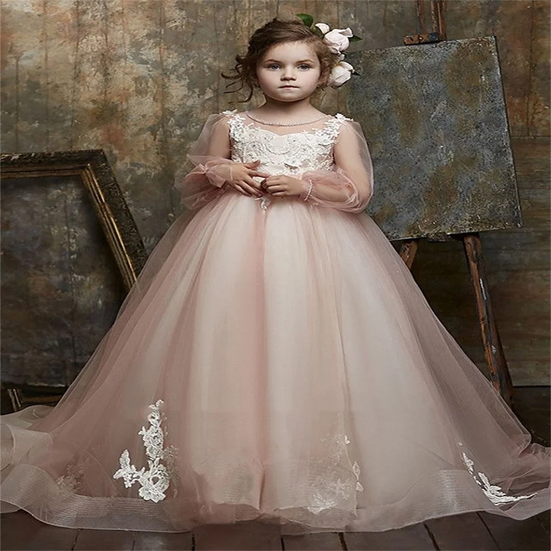 2025, glitzernde Prinzessin-Festzug-Kleider für kleine Mädchen, kleine Baby-Camouflage-Blumenmädchenkleider für die Hochzeit mit großer Schleife