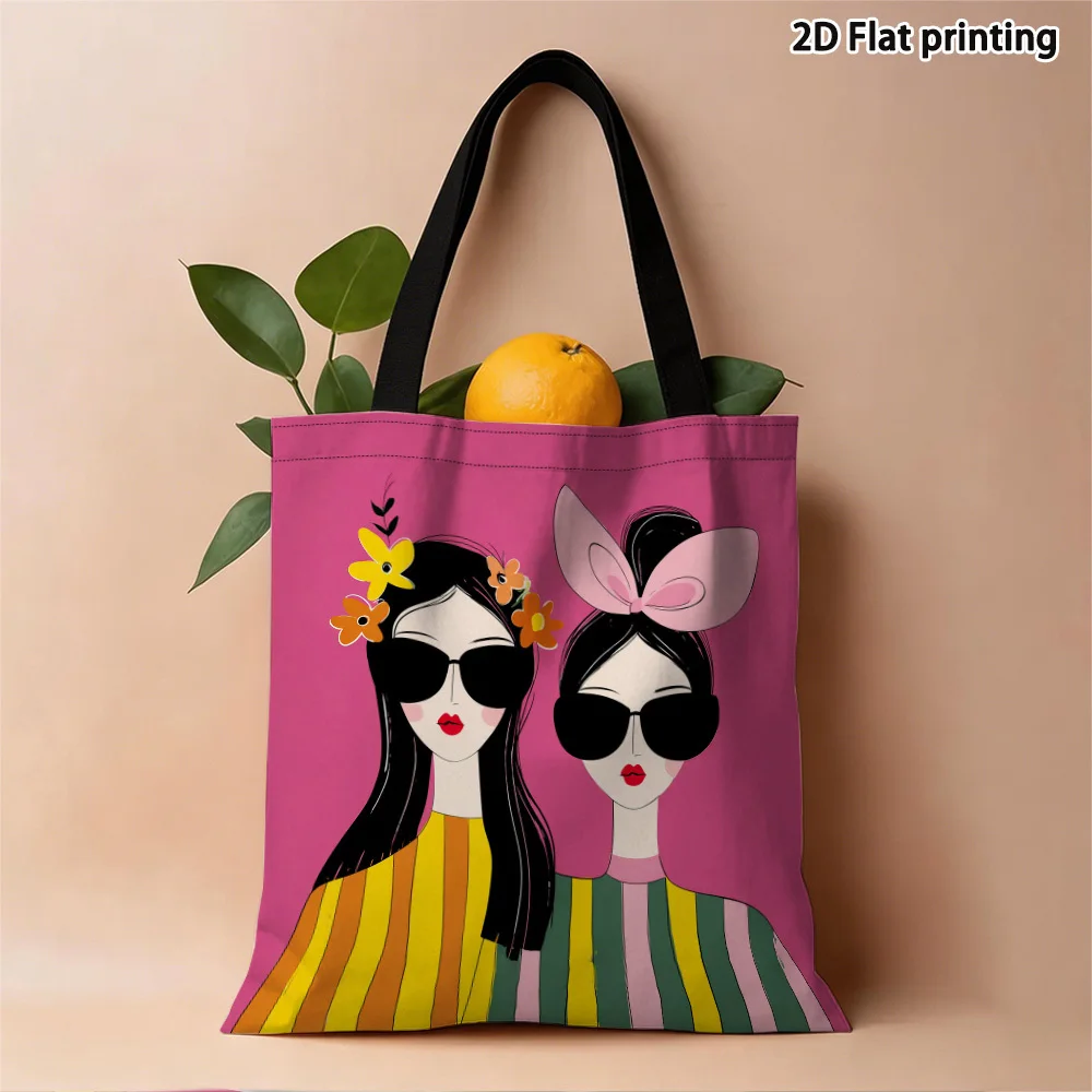 Fashionable Glasses Tote Bag Reusable Shopping Bag One Side Print Design Suitable for Shopping Groceries Beach Outings for Women