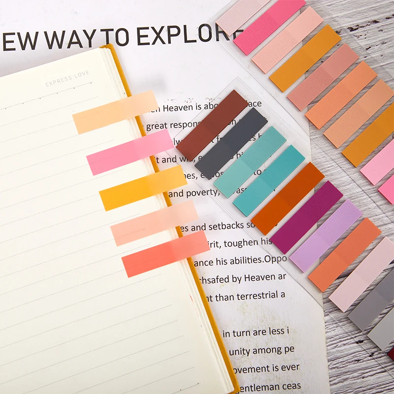 1 Set Transparent Fluorescent Index Tabs PET Sticky Note For Page Marker Planner Stickers Office School Students Supplies