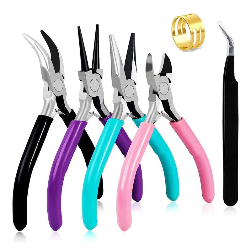 Mini Jewelry Pliers Set Diagonal Pliers Round Bent Needle Nose Cutter Handcraft Beading Insulated Plier For DIY Jewelry Tool