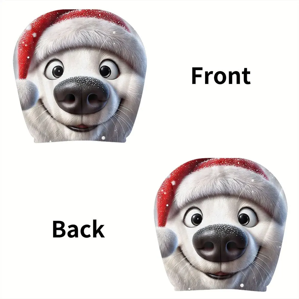 2pcs Christmas hats, cute puppy car headrest covers, snowy Christmas Christmas hat outfit, winter limited edition accessories