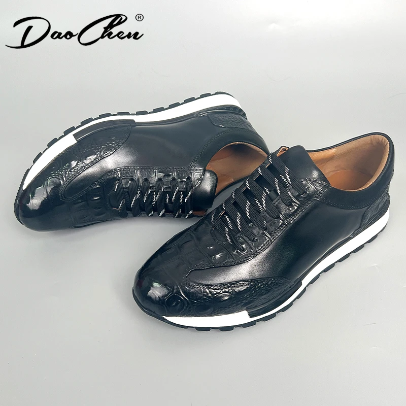 LUXURY BRAND MEN'S CASUAL LEATHER SHOES BLACK BROWN BLUE MEN SNEAKERS CASUAL MAN DRESS LACE UP SPORT LIGHT SHOES FOR MEN