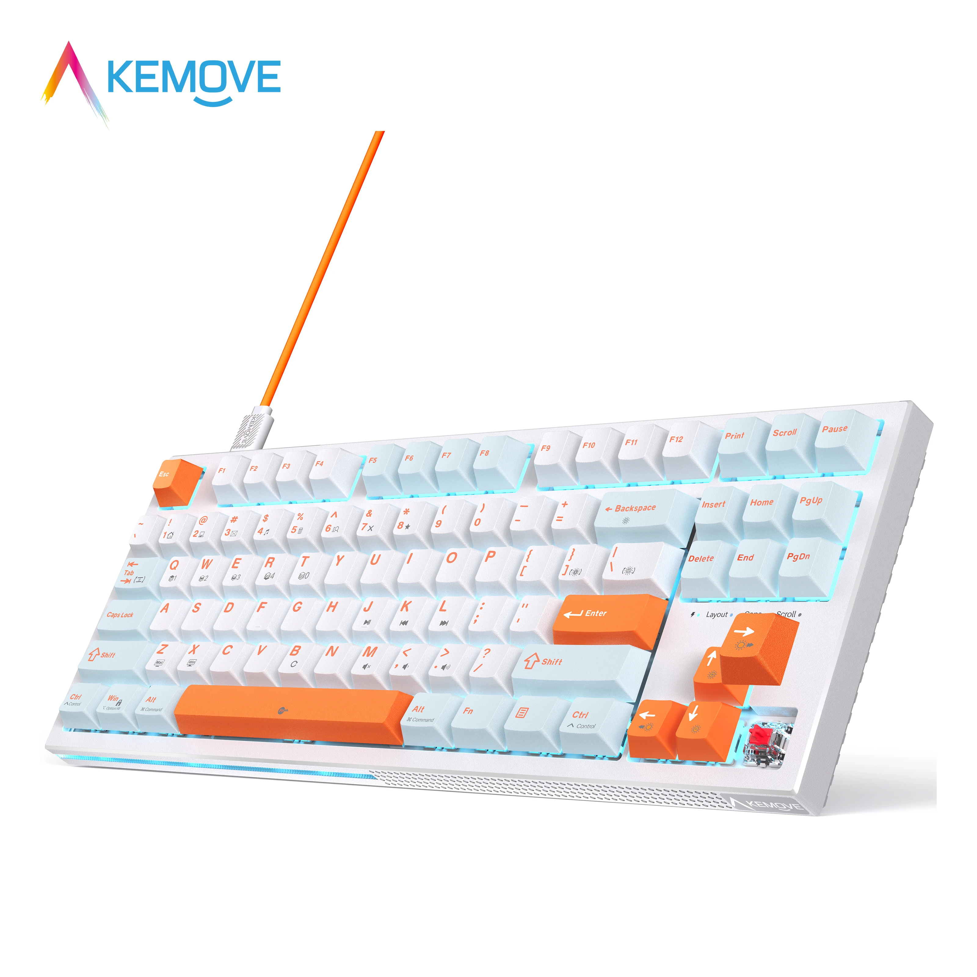 Imagem -01 - Kemove-teclado Mecânico Gaming K87se Tkl Interruptor Vermelho Linear Led Backlit Nkro Chave Programável Cabo Usb-c Destacável kemove teclado mecanico gaming k87se tkl interruptor vermelho linear led backlit nkro chave programavel cabo usb c destacavel 01