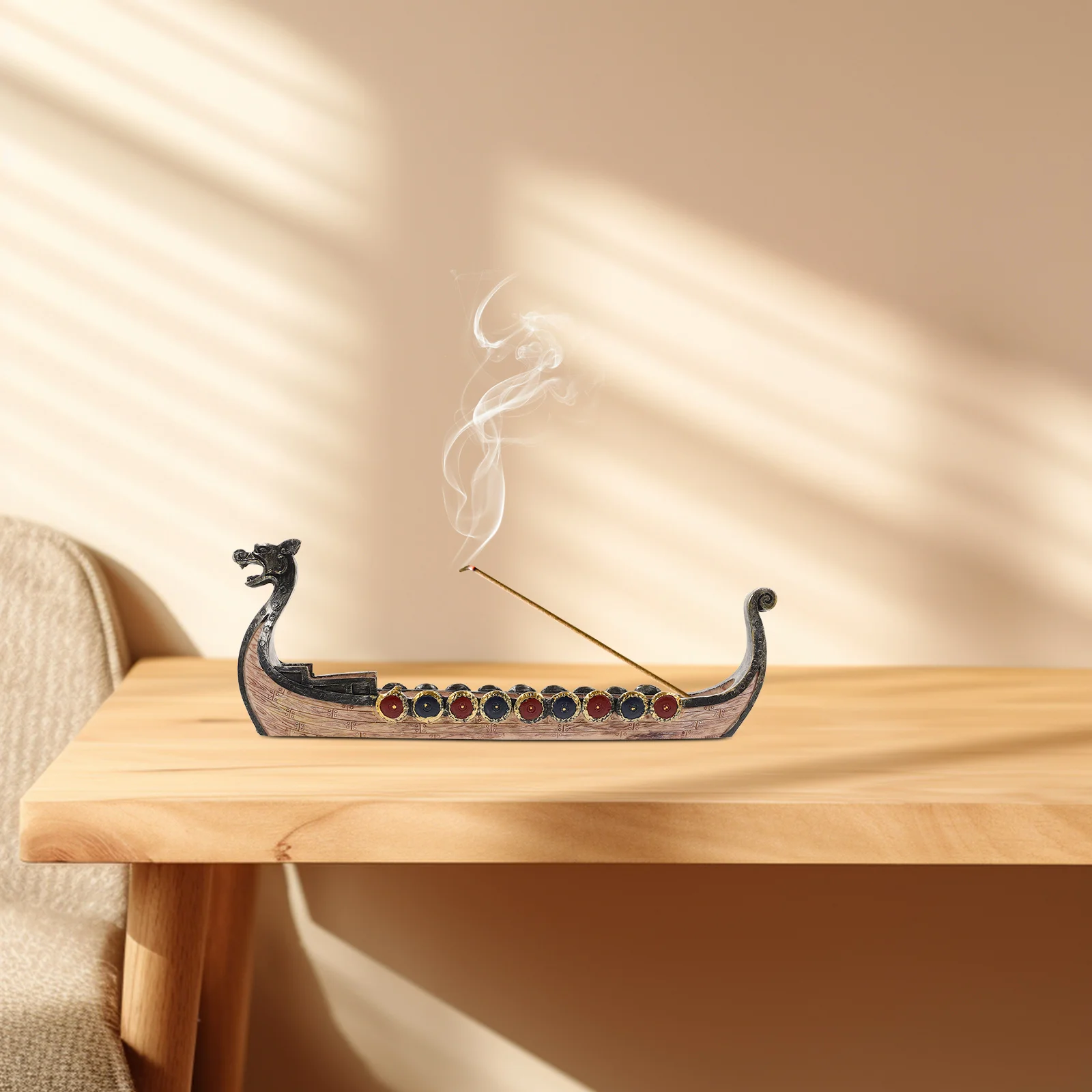

Exquisite Resin Incense Burner Dragon Boat Design Aroma Incense Stove Desktop Home Decoration Censer Stove Aromatherapy Oven