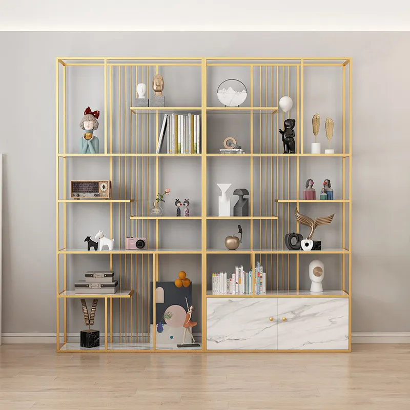 Shelves are light and luxurious, floor-to-ceiling multi-storey bookshelves, Nordic partition display racks, living room storage