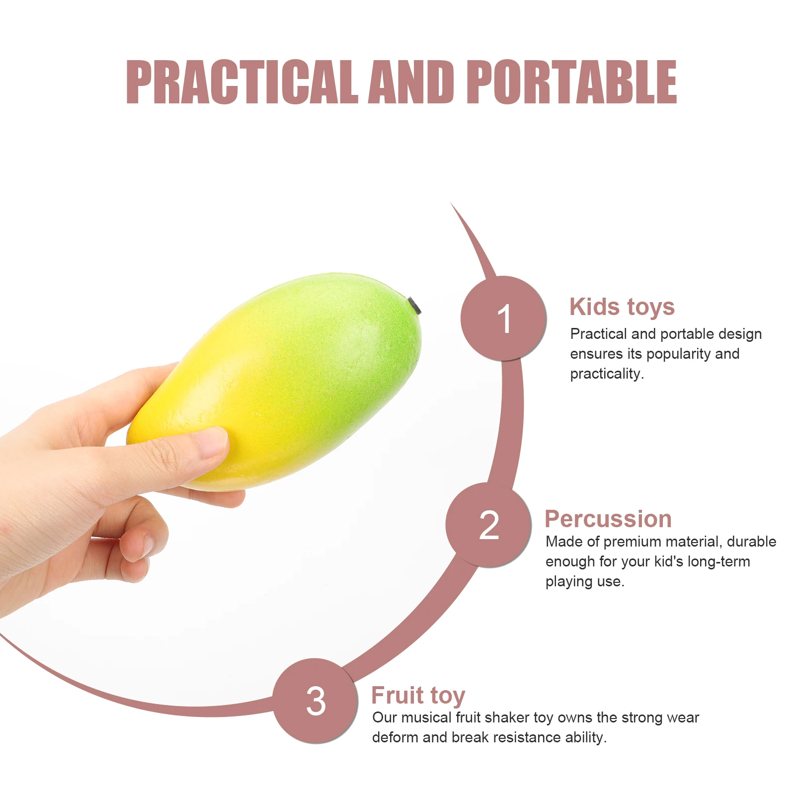3 قطعة ABS البلاستيك الفاكهة الرمال أنبوب الموسيقية للأطفال التعليم المبكر اللعب قرع أداة اللعب الملونة