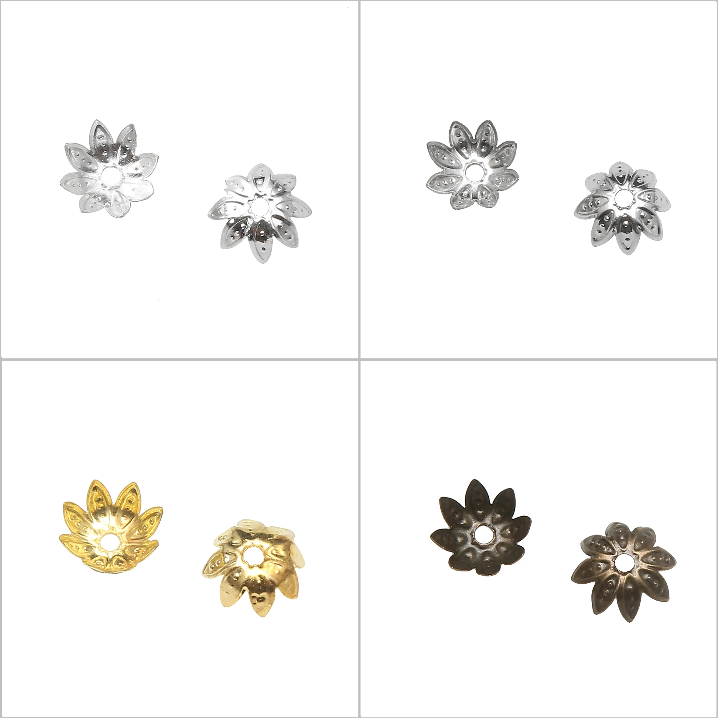 (200Pcs=1Lot ! ) Jewelry Finding 10MM Lotus Flower Bead Cap Gold Color Silver Color Bronze Nickel Plated No.BC10