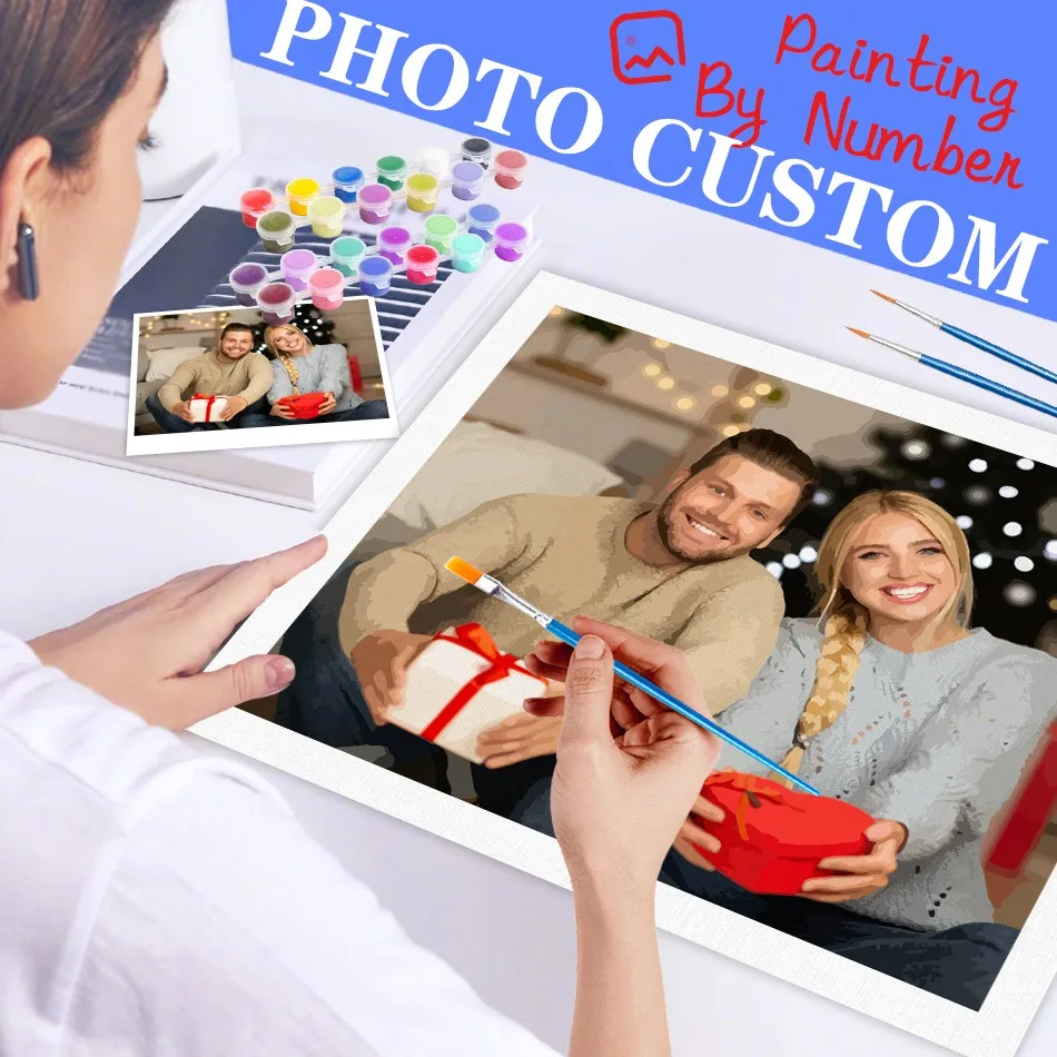 

PhotoCustom Diy Painting By Numbers For Family portraits Picture Acrylic Paint On Numbers For Home Wall Decors Custom Photo