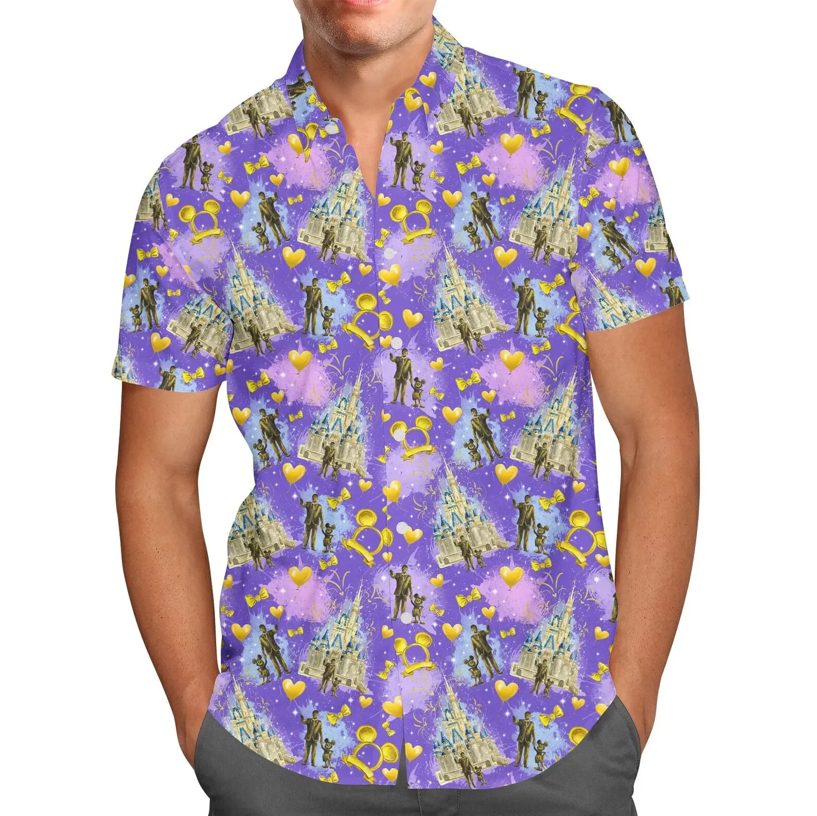 Camisa havaiana de abotoar masculina, Disney World, 50 ° Aniversário, Moda, WDW