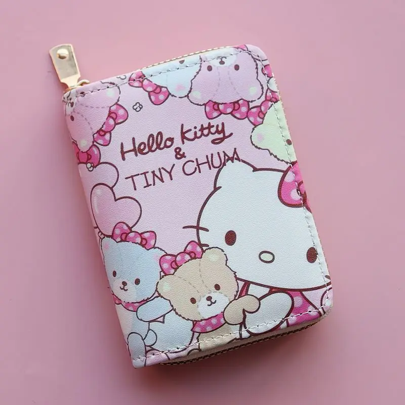 Hello Kitty Anime Kawaii Sanrio Ins Fashion Card Bag Cute Cartoon Cinnamoroll Large Capacity Zipper Coin Wallet Gifts for Girls