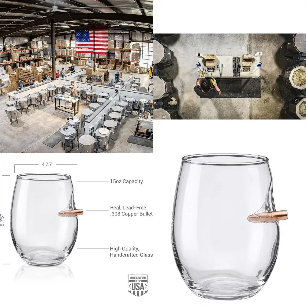 

Набор из 4 винных бокалов калибра .308, 15 унций - Сделано в США