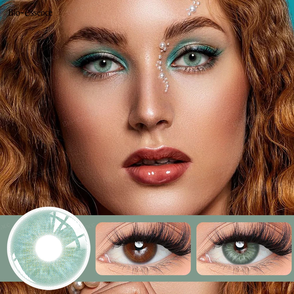 Bio-essense Kontaktlinsen für Augen, natürliche Schönheit, Schüler, Augenlinsen, koreanische braune Kontakte, 2 Stück, 1 Jahr, modisch, grün, Pupillentes – Detail 10