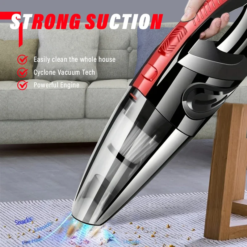 مكنسة كهربائية لاسلكية محمولة، متعددة الوظائف للسيارة والمنزل ذات الاستخدام المزدوج، قابلة لإعادة الشحن، عمر بطارية طويل الأمد، شفط قوي #1