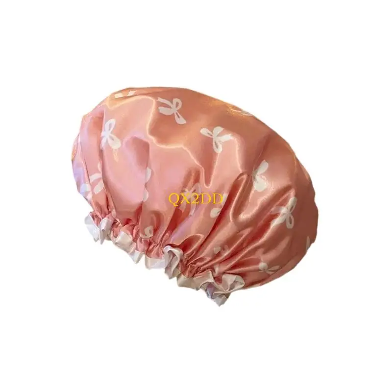 QX2D مرنة الحافة النساء قبعات دش مقاوم للماء مع أقواس زخرفية ملحق حمام ناعم للبنات الأزياء