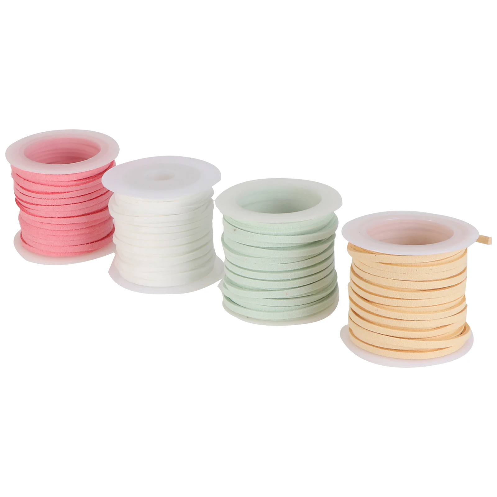 

4pcs 5Meters DIY Artificial Strap String Lace Beading Thread Suede Lace Double Sided with Roll Spool(White, Beige, Pink,