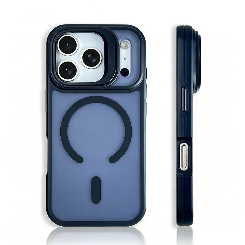 Luxury Camera Lens Holder For Magsafe Matte Armor Case For iPhone 17 18Pro 16 15Pro Max Metal Lens Magnetic Shockproof Cover