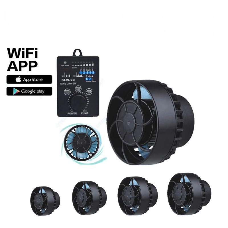 SLW  10 20 30 SLW10M 20M 30M Wifi APP Control Aquarium Marine Tank Wave Maker Submersible Water Pump with Controller