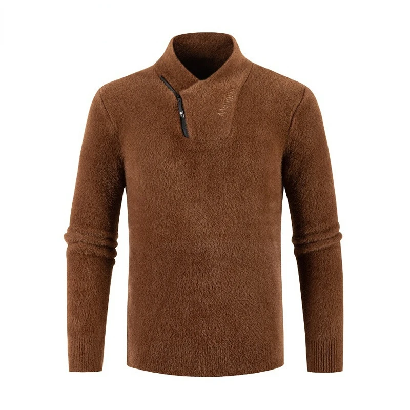 

2022 Autumn Winter Warm Thicken Mink Sweaters Fashion Casual Elegant Men's Knitted Pullover Trendy Luxury Design Turtleneck