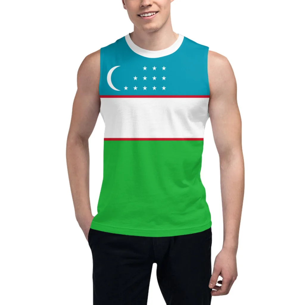Sleeveless T-shirt Uzbekistan Flag 3D Men's Boys Tshirt Gyms Tank Tops Fitness Joggers Basketball Training Vest