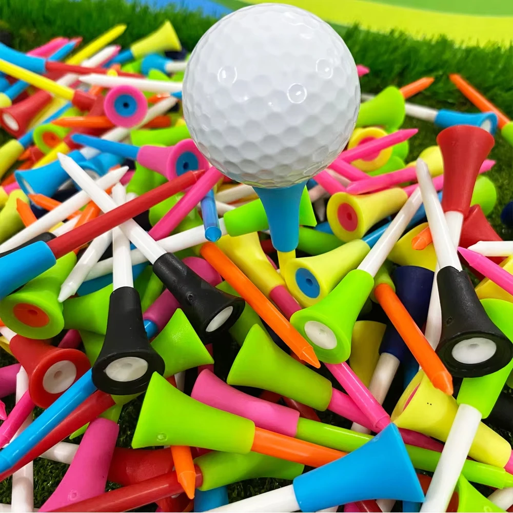 10Pcs Plastic Golf Tees Multi Color 83mm Durable Rubber Cushion Top Golf Ball Holder Golf Accessories