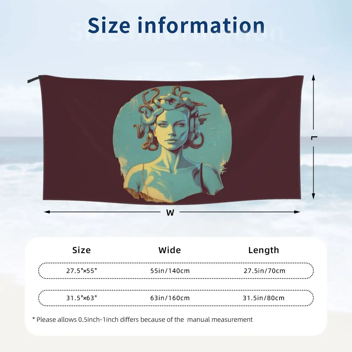 Ancient Greece Medusa Gorgon Vintage Style Beach Towel Soft Microfiber Quick Dry Absorbent Quick Towels For Swimming