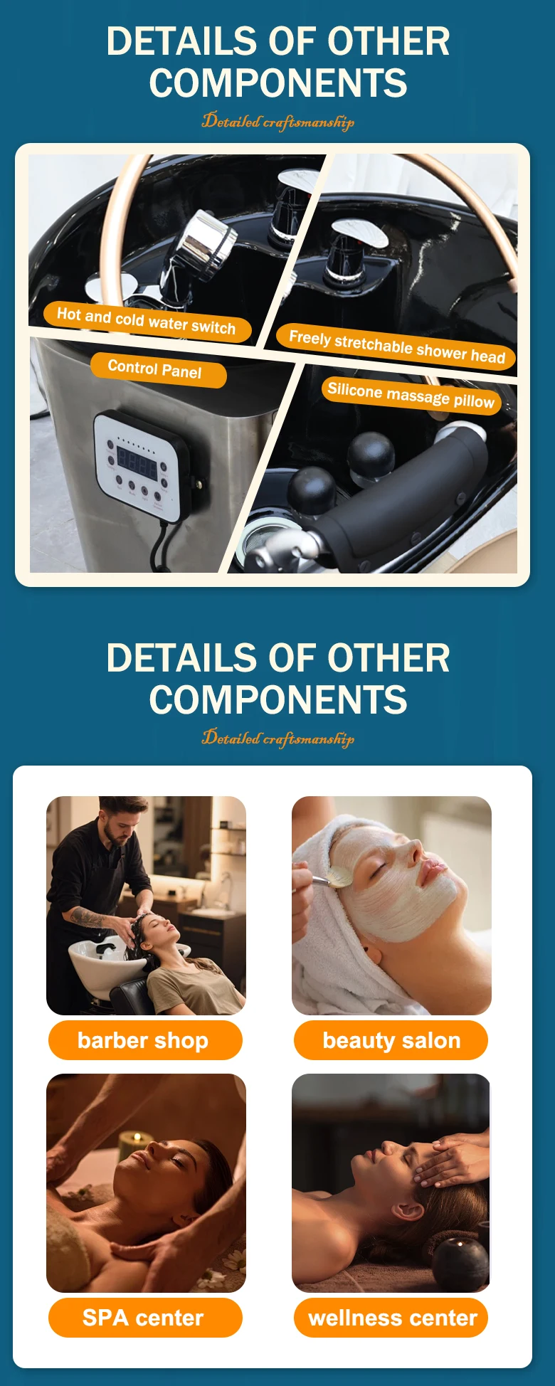 Premium-Ledersessel für Friseursalons, Shampoo-Liege, Liegesessel mit Waschbecken, professionelle Schönheits- und Spa-Ausstattung, langlebig und komfortabel – Detail 7