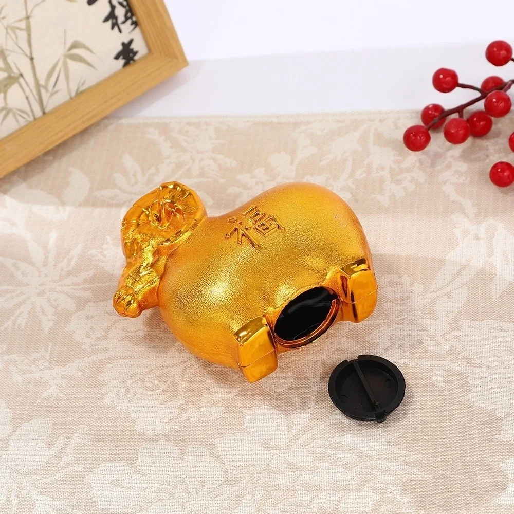 Lucky Plastic Sheep Piggy Bank Mascot Good Luck Lamb Money Jar Chinese Style Home Decoration Coin Saving Box Gift