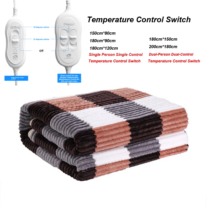 Manta eléctrica de fibra de poliéster con certificación ETL, tamaño individual doble con apagado automático, almohadilla calefactora segura para el hogar para el calor del invierno