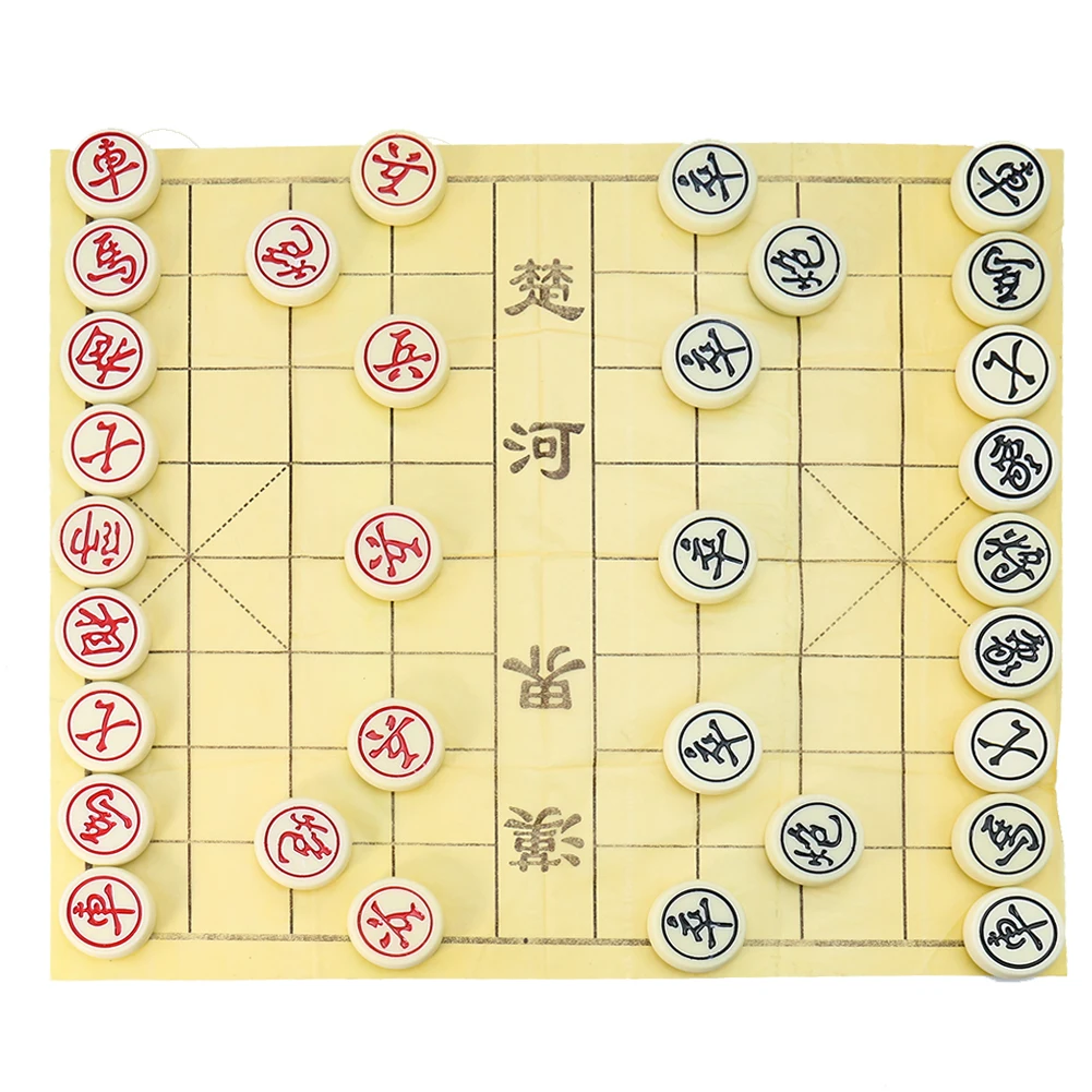 Traditional Chinese Chess Games Board Portable Melamine Xiangqi with Plastic Chessboard Puzzle Educational Strategy Game Gifts