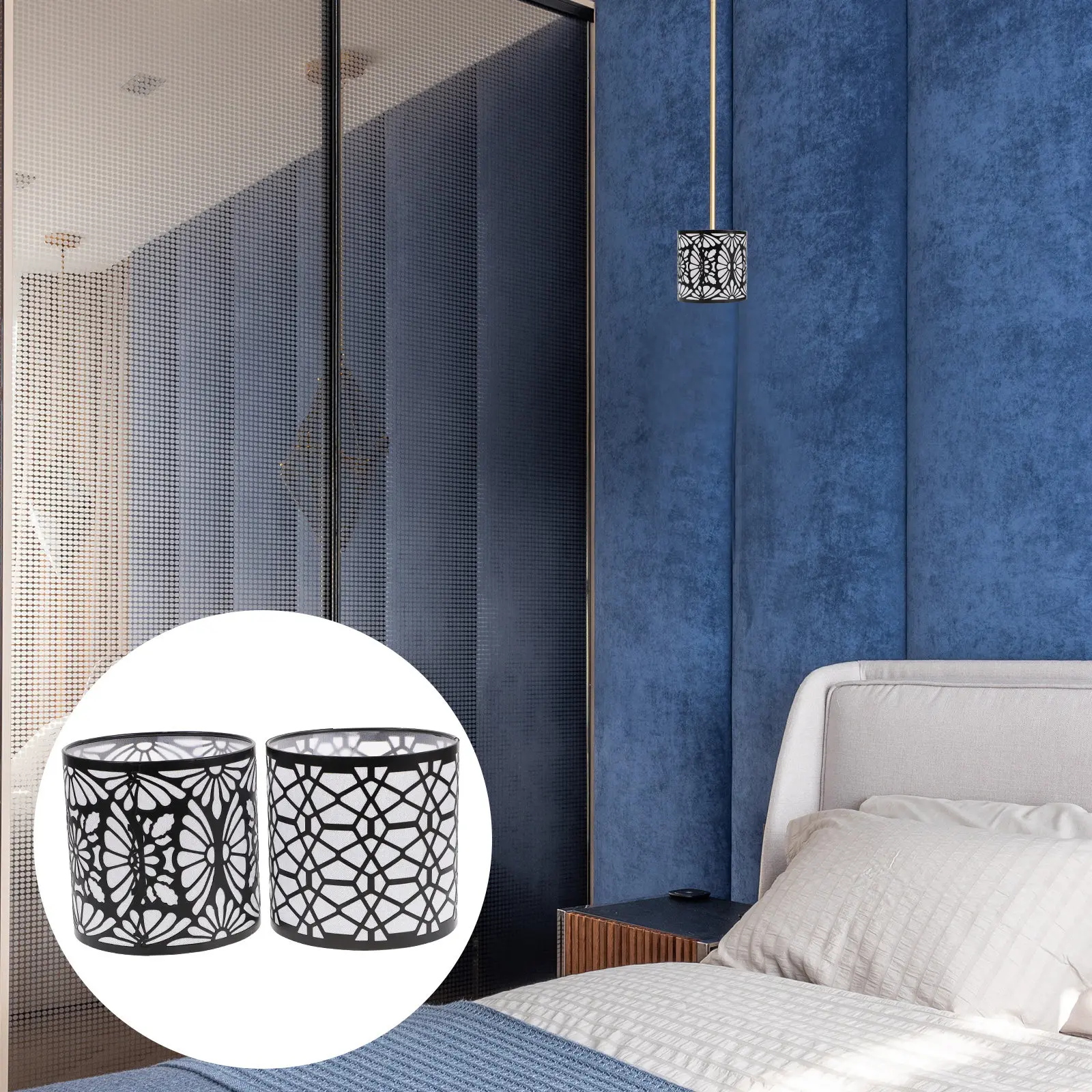 

2pcs Metal Lampshade Replacement Small Desk Table Lampshades for Bedroom Living Room Decor Durable Soft Light Covers