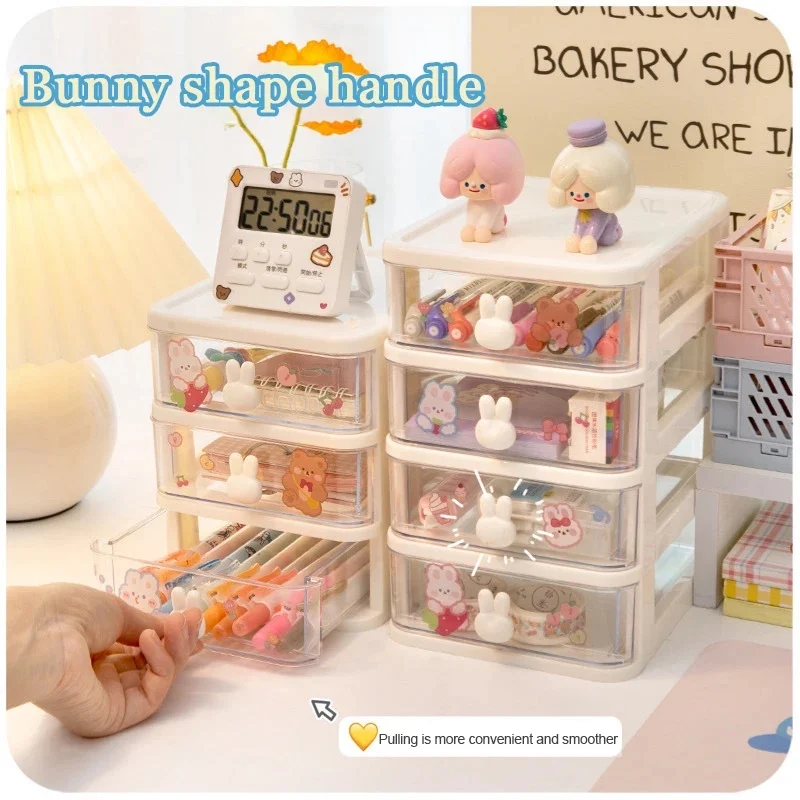 

Transparent Desktop Drawer Storage Home Storage Cosmetics Stationery Miscellaneous Items Sorting Storage Gift Cartoon Stickers