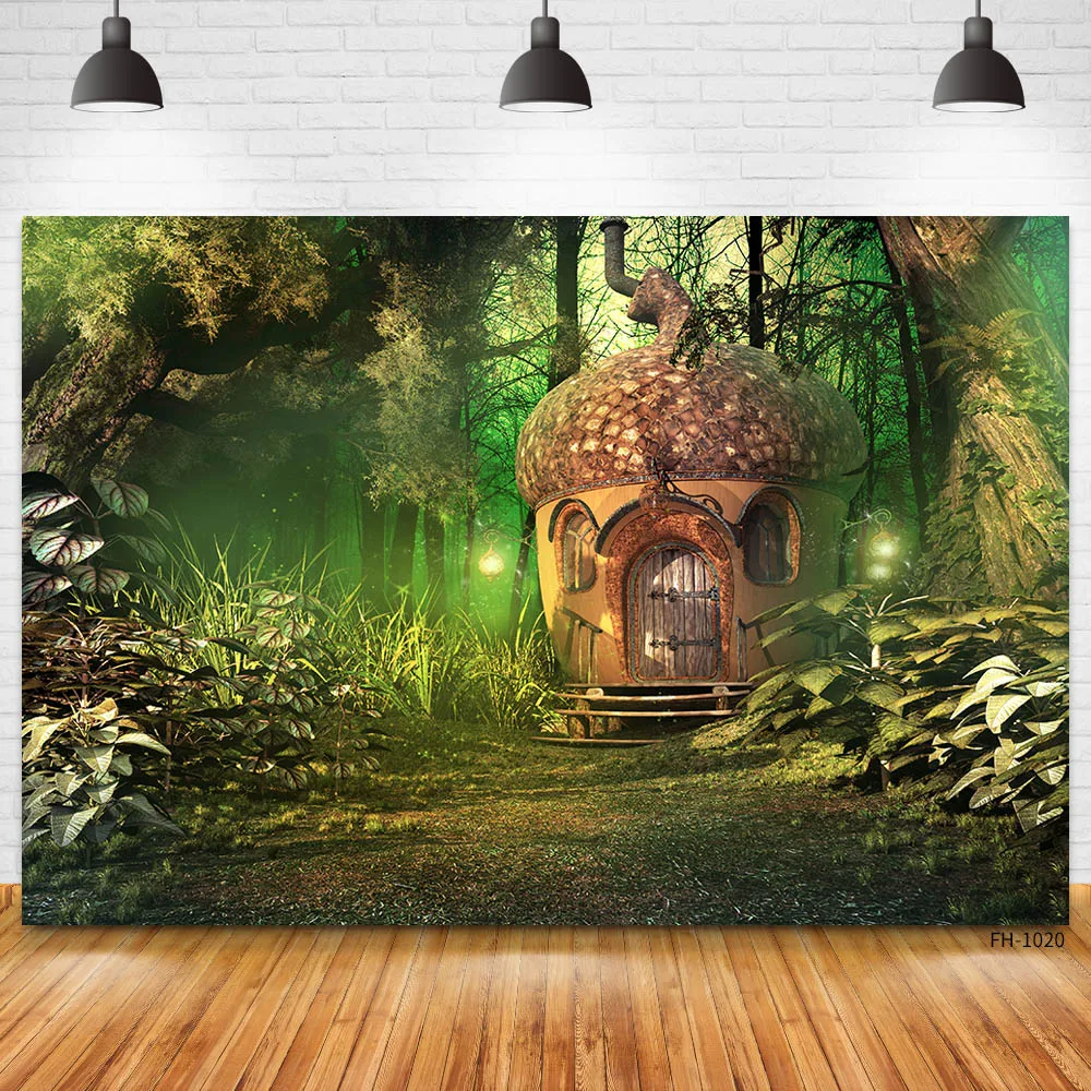 

Dreamy Mushroom House Wonderland Forest Jungle Backdrops Vinyl Photography Background For Birthday Photophone Fairy Photo Studio