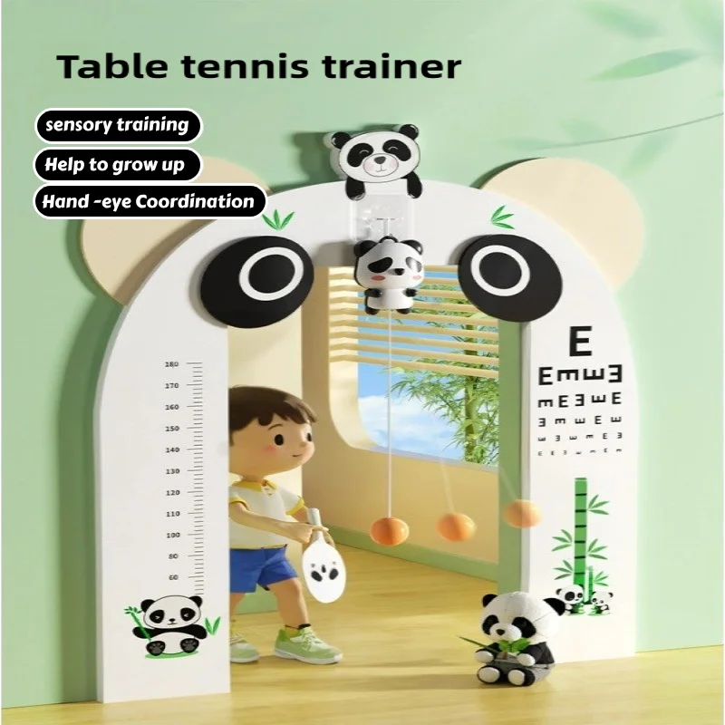 Panda Hanging Table Tennis Trainer Set Equipment Coordination Retractable Interaction Toy for Workout Activity Sports