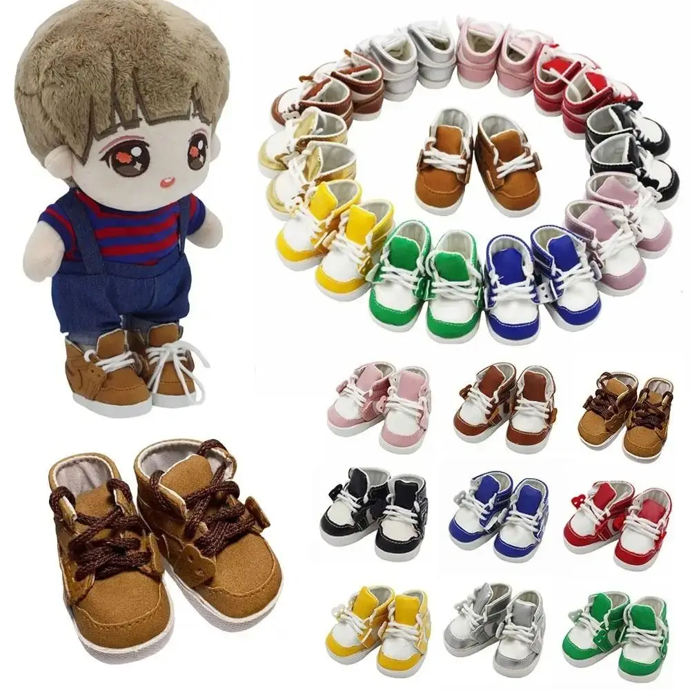 5CM 20cm Cotton Doll Shoe PU Leather Shoes Doll Mini Sports Doll Shoes Mini Lightweight Casual Wear Sneakers Boot Clay Dolls