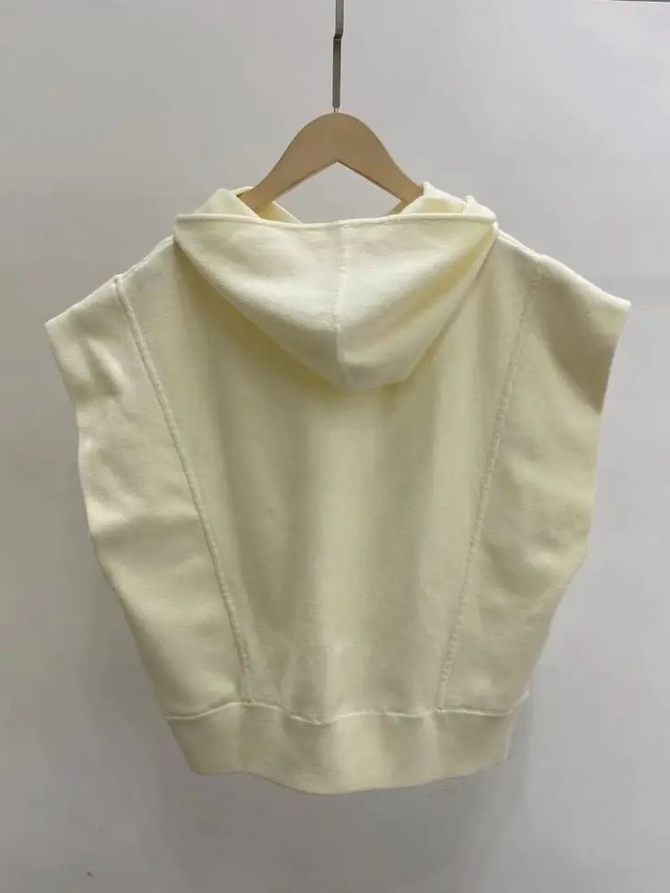 

Women's Letter Embroidery Suit Sleeveless Hooded Sweatshirt or Elastic Waist Long Pants