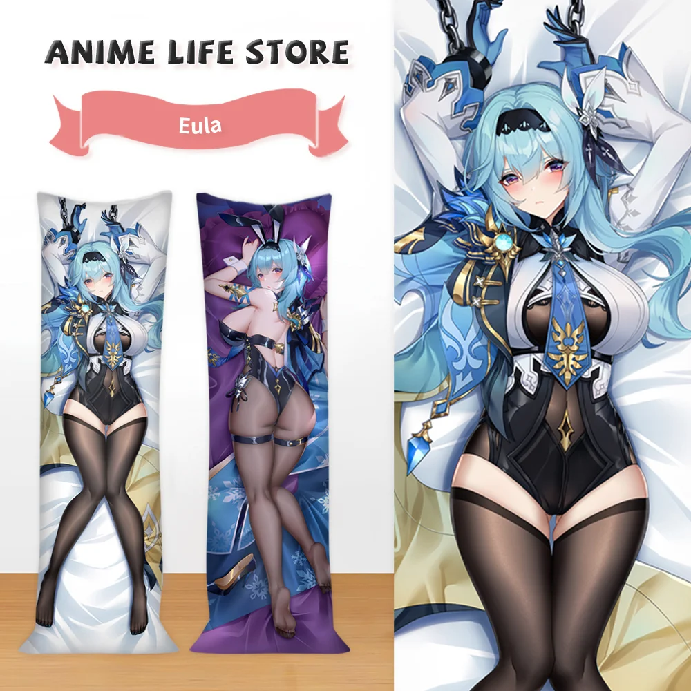 

Anime Eula Dakimakura Cover Game Genshin Impact Pillowcase Hugging Body Cosplay Props Otaku Anime Bedding Cushion Covers 50x150