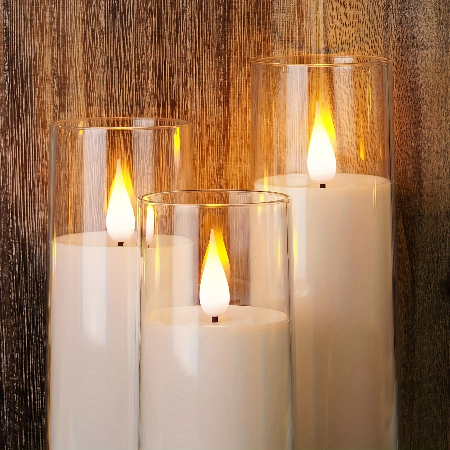 3PCS Clear Acrylic Flameless Candles Battery Operated with Timer, Remote Control, LED Pillar Candles Battery Powered, Pure White