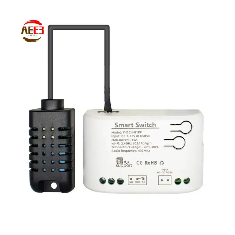 AEE3-Wifi Smart Temperature Humidity Sensor Monitor Switch Smart Home Ewelink APP Control