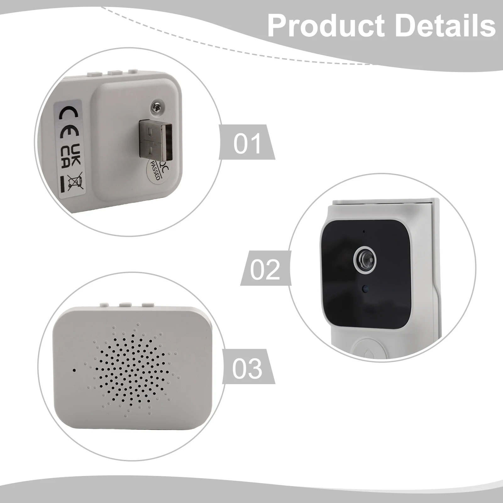 Front Door Monitoring WiFi Video Doorbell Wireless Doorbell Camera Size Show As The Picture Battery Built-in Built-in Microphone