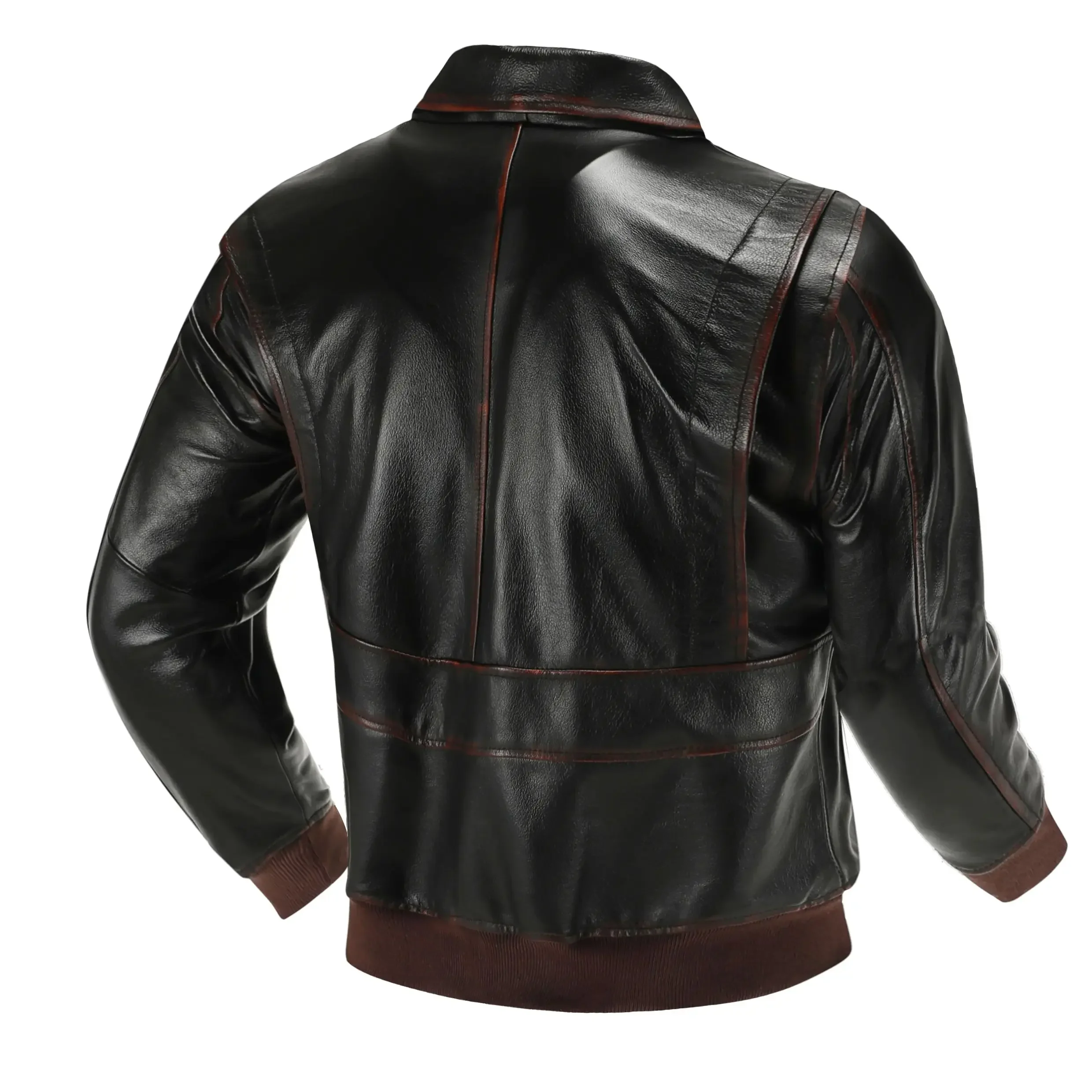 2025 Men’s Top layer Genuine Leather Jacket Military Pilot Jackets Air Force A2 Lapel Retro Rub Color Tooling Short Large Coat