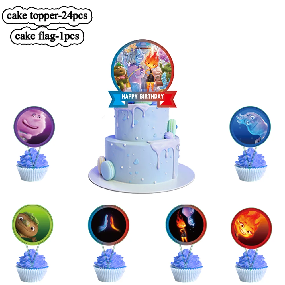 Disney Elemental Cake Decoration Ember Birthday Party Favors Cupcake Wrappers Baby Shower Supplies Wade Topper for Kids