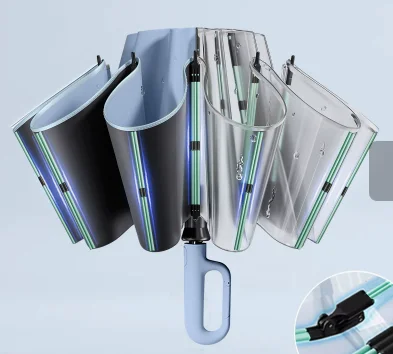 HTMCK 105cm Big Canopy 60 Ribs Reverse Fold Umbrella with Hook Handle - Sun And Rain Protection
